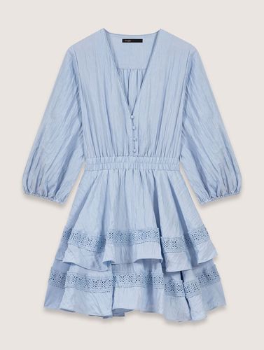 Robe À Volants Et Détails Dentelle - Bleu - Maje - Modalova