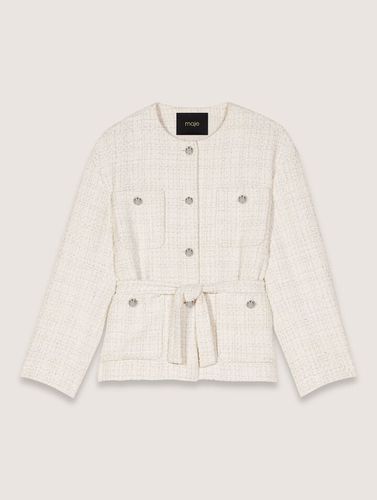 Veste Ceinturée En Tweed - Blanc - Maje - Modalova