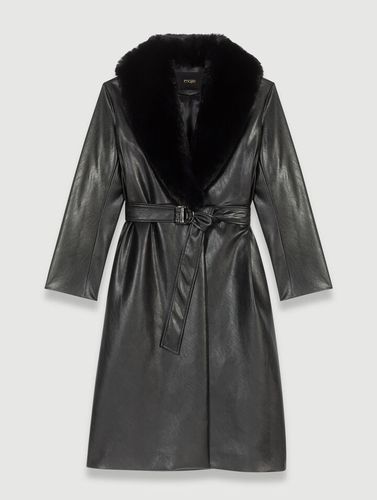 Manteau Long Effet Cuir - Maje - Modalova