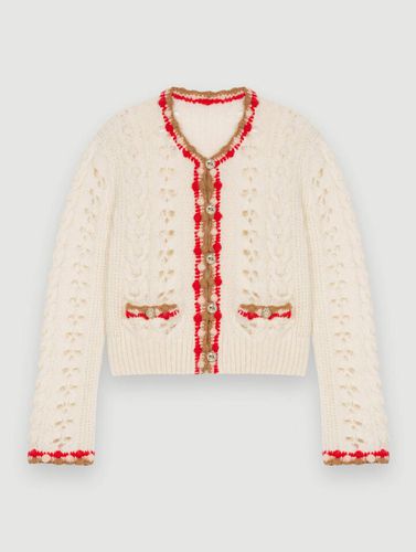 Cardigan En Maille Ajourée Et Contrastée - Blanc - Maje - Modalova