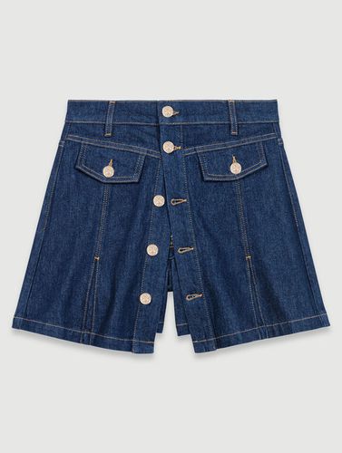 Short Trompe L'Œil En Denim - Bleu - Maje - Modalova