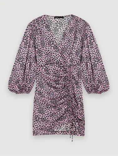 Robe Drapée Imprimée Léopard - Rose - Maje - Modalova