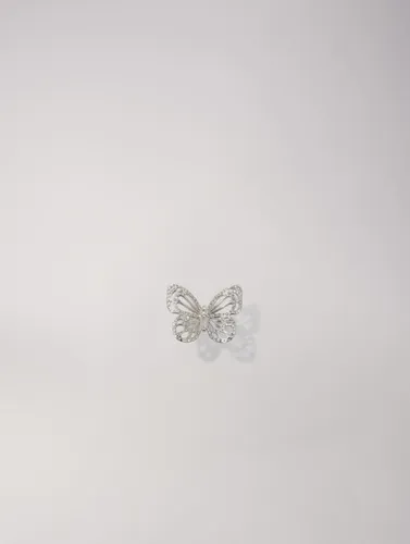 Bague Papillon Ornée De Strass - Argent - Maje - Modalova