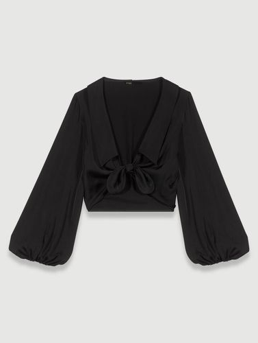 Chemise Satinée Nouée - Noir - Maje - Modalova