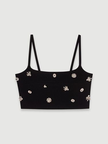 Crop Top À Strass - Noir - Maje - Maje - Modalova