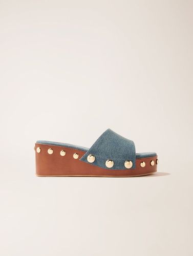 Mules Compensées En Denim À Studs - Maje - Modalova