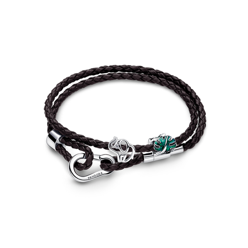 Bracelet Composé en Cuir Monstera Vert & Éléphant Ajouré - Pandora - Modalova