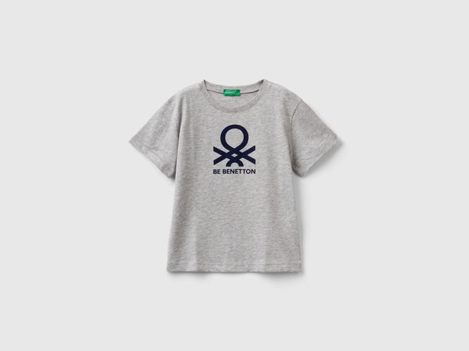 Benetton, T-shirt 100% Cotone Con Logo, taglia 82, Grigio Chiaro, Bambini - United Colors of Benetton - Modalova