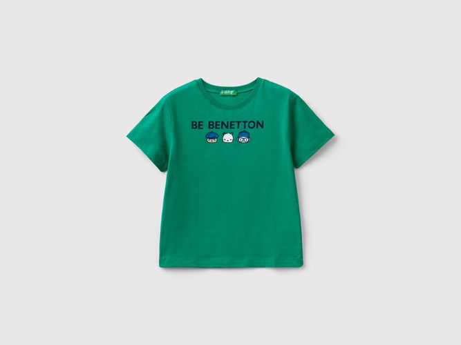 Benetton, T-shirt 100% Cotone Bio Con Stampa, taglia 104, Verde, Bambini - United Colors of Benetton - Modalova