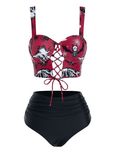 Tankinis Maillot de Bain TankiniImprimChauve-souris Squelette Taille Haute Lacets - Dresslily FR - Modalova