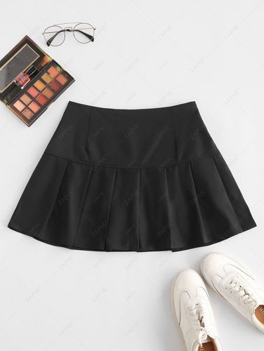 ZAFUL Jupes Mini Jupe Plisse Zip Latrale en Couleur Unie S - Zaful FR - Modalova