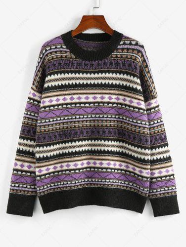 Geo Drop Shoulder Jumper Sweater - Zaful - Modalova