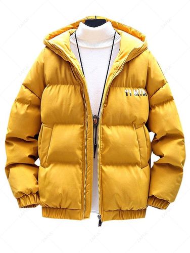 Manteau Matelass Lettre Graphique Zipp avec Poches M - Zaful FR - Modalova