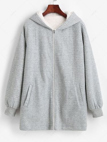 ZAFUL Manteau Capuche Zipp avec Poche Doublure en Laine M - Zaful FR - Modalova