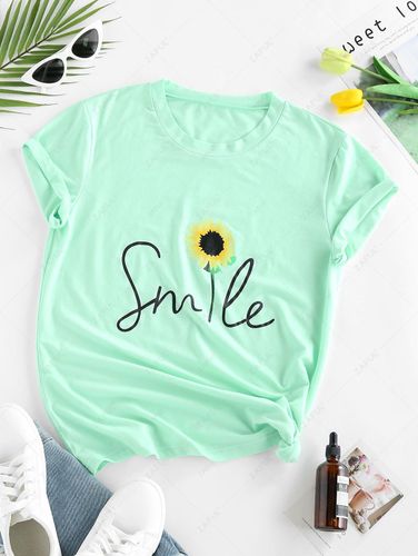 T-shirt à Imprimé Tournesol à Manches Courtes - ZAFUL - Modalova