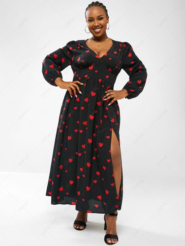 ZAFUL Maxi Robe Cœur à Taille Empire de Grande Taille à Manches Lanternes - Zaful FR - Modalova