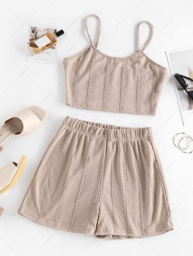 Lounge Rhombus Knitted Cami Shorts Set - Zaful - Modalova