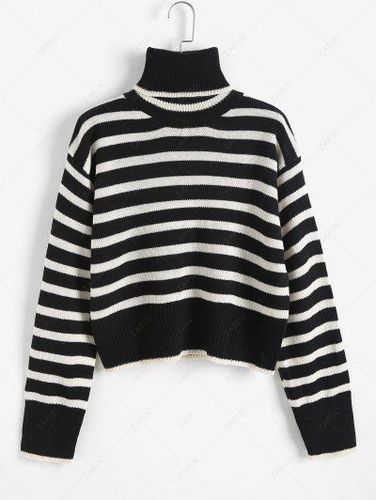 Turtleneck Striped Drop Shoulder Sweater - Zaful - Modalova