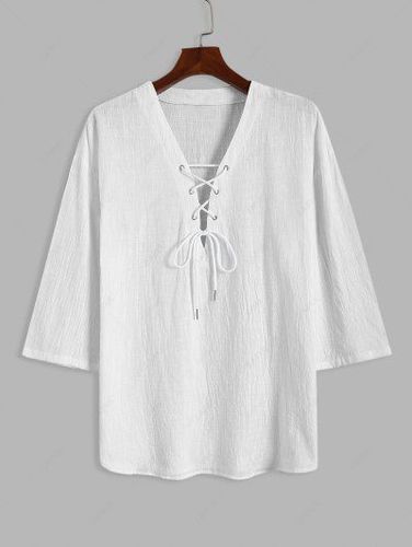 Lace Up Solid Color Mid-Sleeve T Shirt - Zaful - Modalova
