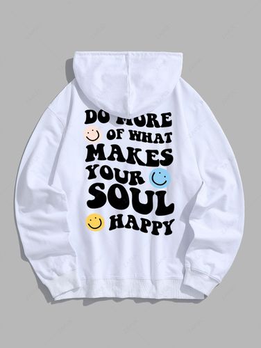 Sweat à Capuche Pull-over à Imprimé Lettre et Visage en Sourire - ZAFUL - Modalova