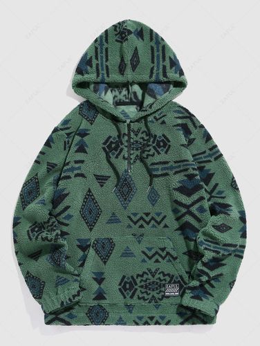 Sweat à Capuche Pull-over à Imprimé Ethnique Aztèque avec Poche Zippé - ZAFUL - Modalova