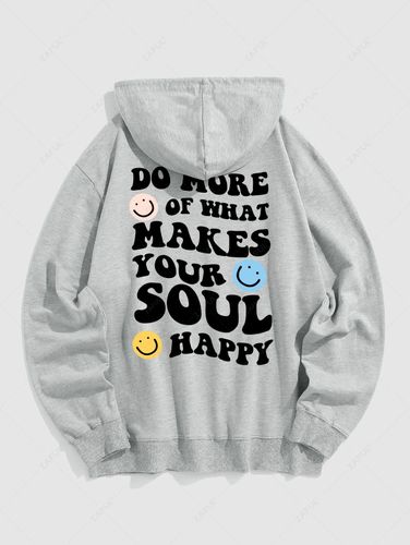 Sweat à Capuche Pull-over à Imprimé Lettre et Visage en Sourire - ZAFUL - Modalova