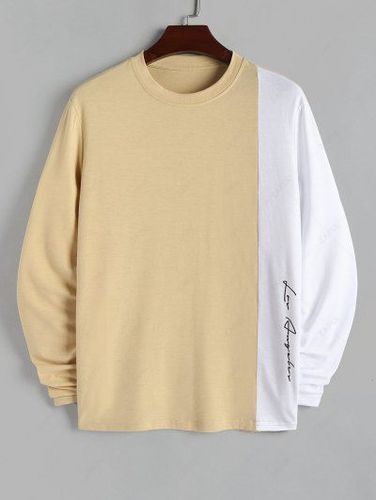 Colorblock Letter Print Long Sleeve T Shirt - Zaful - Modalova