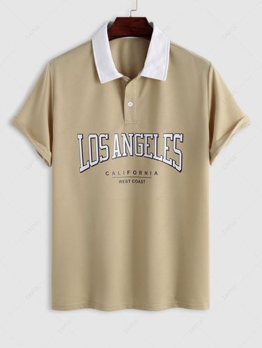 T-shirt à Lettre LOS ANGELES CALIFORNIA à Manches Courtes à Col Polo - ZAFUL - Modalova