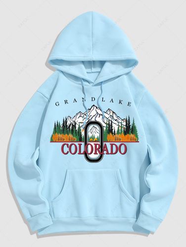 Sweat à Capuche Pull-over Doublure en Lqine Graphique Montagne et Slogan COLORADO GRAND LAKE - ZAFUL - Modalova