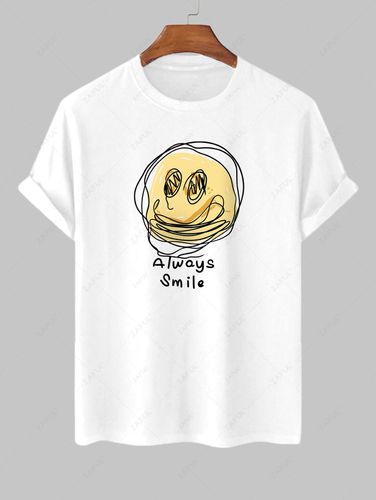 T-shirt Manches Courtes Imprim Visage Souriant L - Zaful FR - Modalova