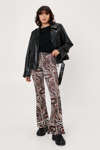 Pantalon Flare Taille Haute À Imprimé Rétro Abstrait - 42 - Nasty Gal - Modalova