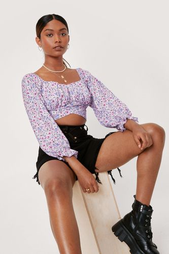 Blouse Courte À Manches Ballon Et Imprimé Fleuri - S - Nasty Gal - Modalova