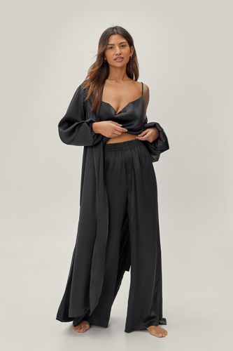 Pyjama Recyclé Satiné Avec Caraco, Pantalon Et Peignoir Long - 32 - Nasty Gal - Modalova