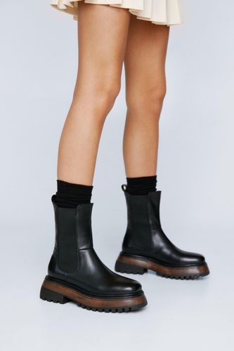 Bottines En Cuir Premium À Semelle Compensée - - 36 - Nasty Gal - Modalova