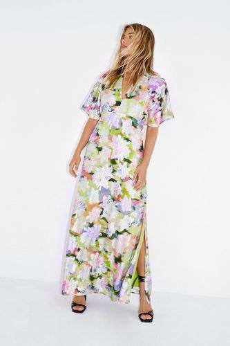 Dressing Gown Longue Imprimé Floral Et Anges Scintillants - - 32 - Nasty Gal - Modalova