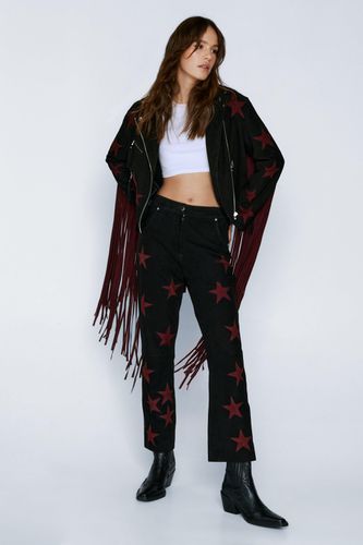 Pantalon Flare En Daim Détail Étoiles - - 32 - Nasty Gal - Modalova