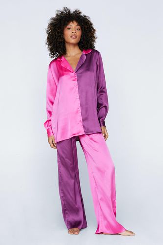 Pyjama Satiné Bicolore - Rose - 34 - Nasty Gal - Modalova