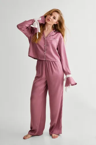 Pyjama Satiné Avec Chemisier Et Pantalon - 32 - Nasty Gal - Modalova