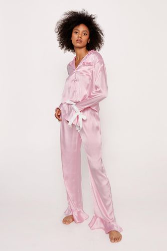 Pyjama Satiné Avec Chemisier Et Pantalon - 38 - Nasty Gal - Modalova