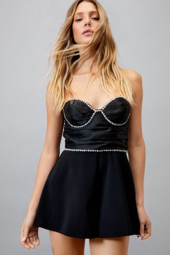 Combishort Bustier Satin Et Strass - - 36 - Nasty Gal - Modalova