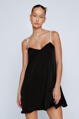 Mini Dressing Gown Satinée À Bretelles Strassées - 40 - Nasty Gal - Modalova