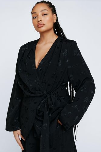 Grande Taille - Blazer Cache-Cœur Satiné Premium Fleuri - 50 - Nasty Gal - Modalova