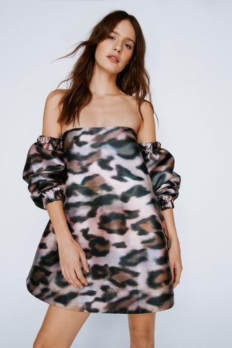 Mini Dressing Gown Léopard À Épaules Dénudées - - 32 - Nasty Gal - Modalova