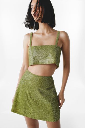 Mini Jupe Strassée - Vert - L - Nasty Gal - Modalova