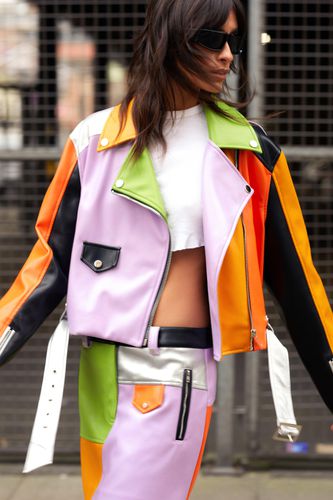 Veste Motarde En Simili Color Block - 32 - Nasty Gal - Modalova