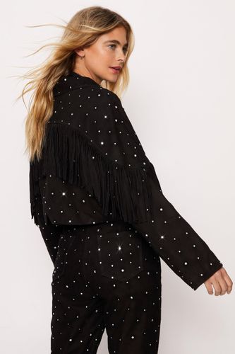 Veste En Daim Véritable À Clous Et Franges - 34 - Nasty Gal - Modalova