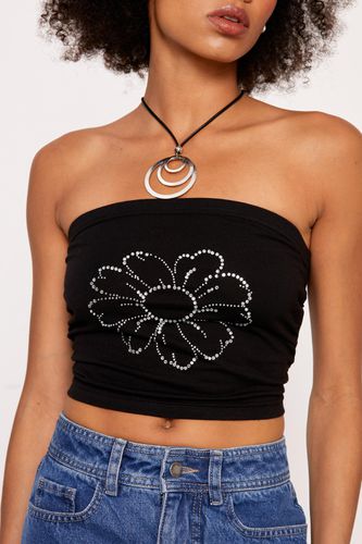 Top Bandeau Fleuri - Noir - 34 - Nasty Gal - Modalova