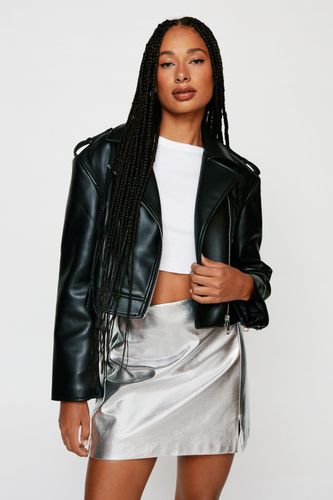 Veste Biker Rétrécie En Simili - 32 - Nasty Gal - Modalova