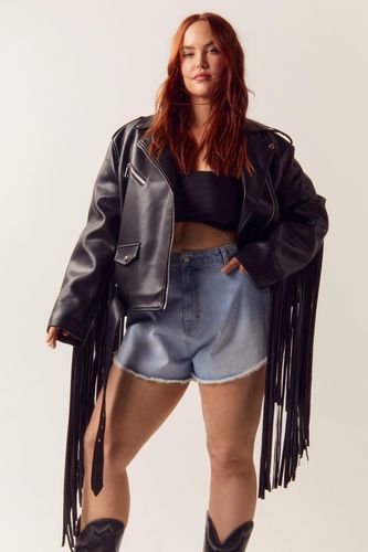 Grande Taille - Veste Biker En Simili À Franges - 48 - Nasty Gal - Modalova