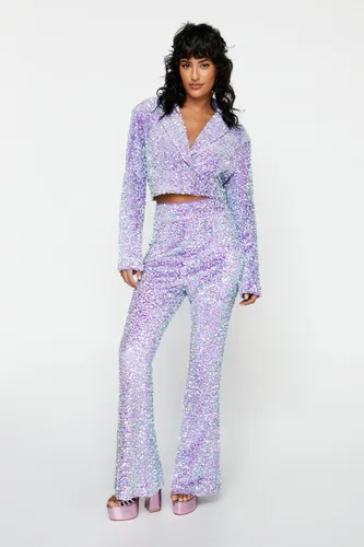 Pantalon Flare Premium En Velours À Sequins - 42 - Nasty Gal - Modalova